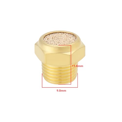 SG Store 4 Stück 1/8 Zoll NPT-Gewinde Messing Pneumatischer Schalldämpferanschluss Messing Pneumatischer Schalldämpfer Schalldämpfer für Zylinder Ventile Kurbelgehäuse Getriebe Öltanks