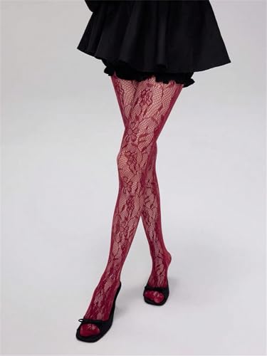Image of Milumia Women's Floral Lace Tights Y2k Patterned Fishnet Pantyhose Sexy Stockings