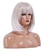 Rugelyss Creamy Champaign White Short Platinum Bob Wig with Bangs Ombre to Blonde Hair Synthetic Heat Resistant 12 Inch Wigs for Women