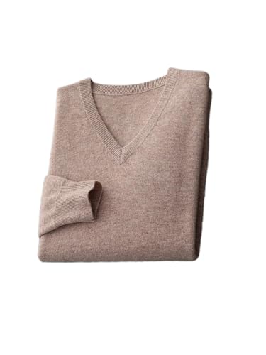 Men's Merino Wool Pullover Knitted V-Neck Solid Color Soft Warm Casual Sweater