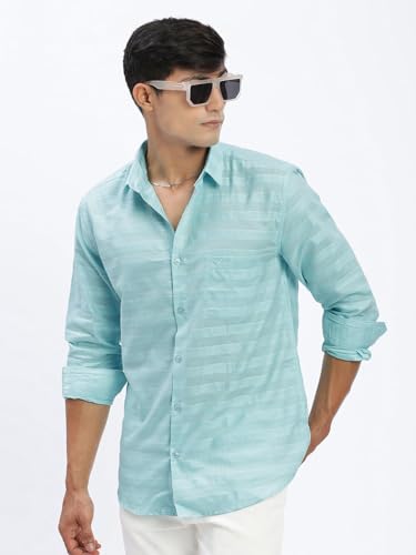 Image of SHOWOFFFF Men Solid Casual Shirt | Spread Collar Full Sleeves Cotton Shirt for Mens | Slim Fit Regular Length Shirt for Men's