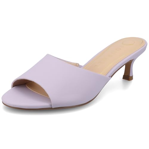 Journee Collection Womens Jeylah Kitten Heel Single Band Open Round Toe Slip On Cushioned Spring Summer Shoes