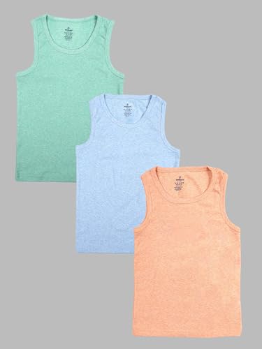 Image of KiddoPanti Boys 100% Cotton Vest Pack of 3 | Cotton 1x1 Rib Knit Sleeveless Innerwear | Soft & Breathable Kids Vest