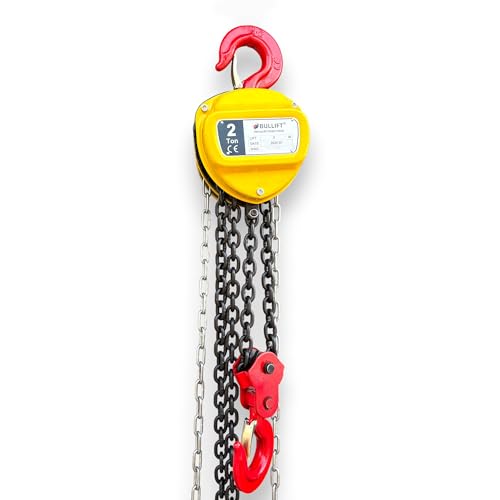Image of inchBULLIFT inch Hand Chain Pulley Block 2 Ton Capacity, Heavy Duty Manual Hand Hoist 3M Lift Industrial-Grade Steel Construction for Lifting Good in Transport Workshop Garages Warehouse (2 Ton 3 Meter)