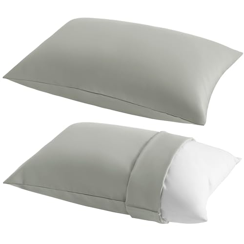 Image of NTBAY 2 Pack Pillows with Pillowcases, Soft Cotton Down Alternative 14x20 Envelope Pillows for Sleeping in Crib Bed - Machine Washable - Breathable Travel Pillow, Smoke Grey