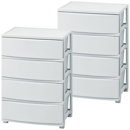 【2個セット】アイリスオーヤマ 収納 チェスト 幅53cm 4段 新カラー ブルーグレー ワイド 衣替え 組立て簡単 チェスト インテリアに馴染む 収納ボックス 収納ケース クローゼット収納 衣類収納 洗面所 タンス コロネチェスト