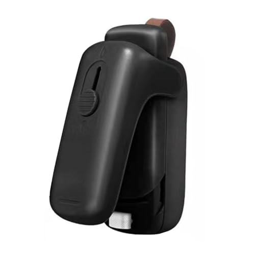 Agwuoetr Mini Sellador de Bolsas con Cuchillo de Corte, Chips de Bocadillos, Sellador de Bolsas de PláStico, Sellado TéRmico con Cortador, Mini Sellador PortáTil, Negro