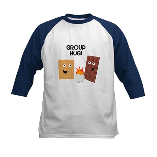 CafePress S'More Group Hug Kids Baseball Tee Kids Cotton Baseball Jersey, 3/4 Raglan Sleeve Shirt Navy/White