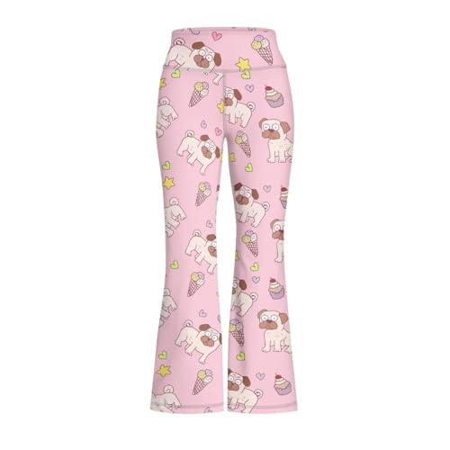 Cozeyat Girls Flare Leggings Wide Leg High Waisted Yoga Pants Tummy Control Full Length Bell Bottoms 5-14 Years