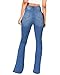 BISUAL Women's Fashion High Rise Jeans Slimming Wide Leg Stretch Denim Flare Bellbottom Jeans (Light Blue, US 8)