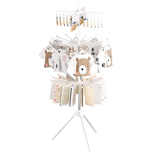 Stendibiancheria a torre, in acciaio inox, con braccio girevole a 360°, piccolo stendibiancheria pieghevole, stendibiancheria per calzini, 168 cm, torre per biancheria per balcone, campeggio e esterni