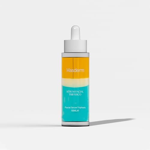 MASDERM | Serum Facial Trifásico Antioxidante 50 ML | Suavidad Firmeza Iluminación Elasticidad | Antiarrugas Antimanchas Vitamina E | Aloe Vera Rosa Mosqueta | Aceite de Argán
