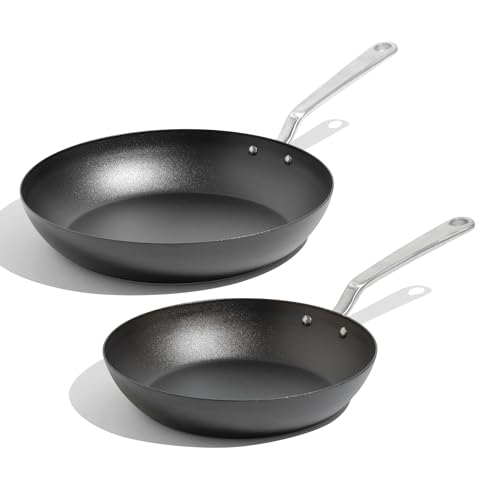Made In Cookware - 2 Piece (Includes 10",12") Seasoned Carbon Steel Frying Pan - (Like Cast Iron, but Better) - Professional Cookware - Crafted in Sweden - Induction Compatible