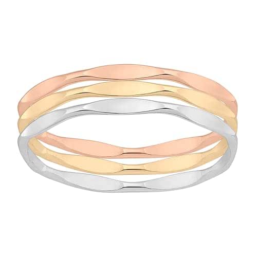 Amazon.com: Trio of Mirror Stacking Rings | Set of 3 Mixed Metal 1mm ...