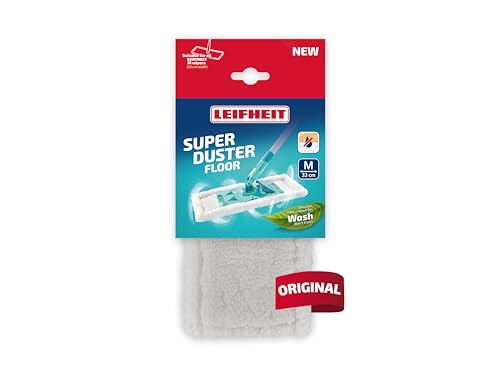 Leifheit Funda SUPERDUSTER Floor M, para la Limpieza de Suelos en seco, atrapa el Polvo de Todo Tipo de Suelos Duro, Lavable, 100% Microfibra, Quita Polvo