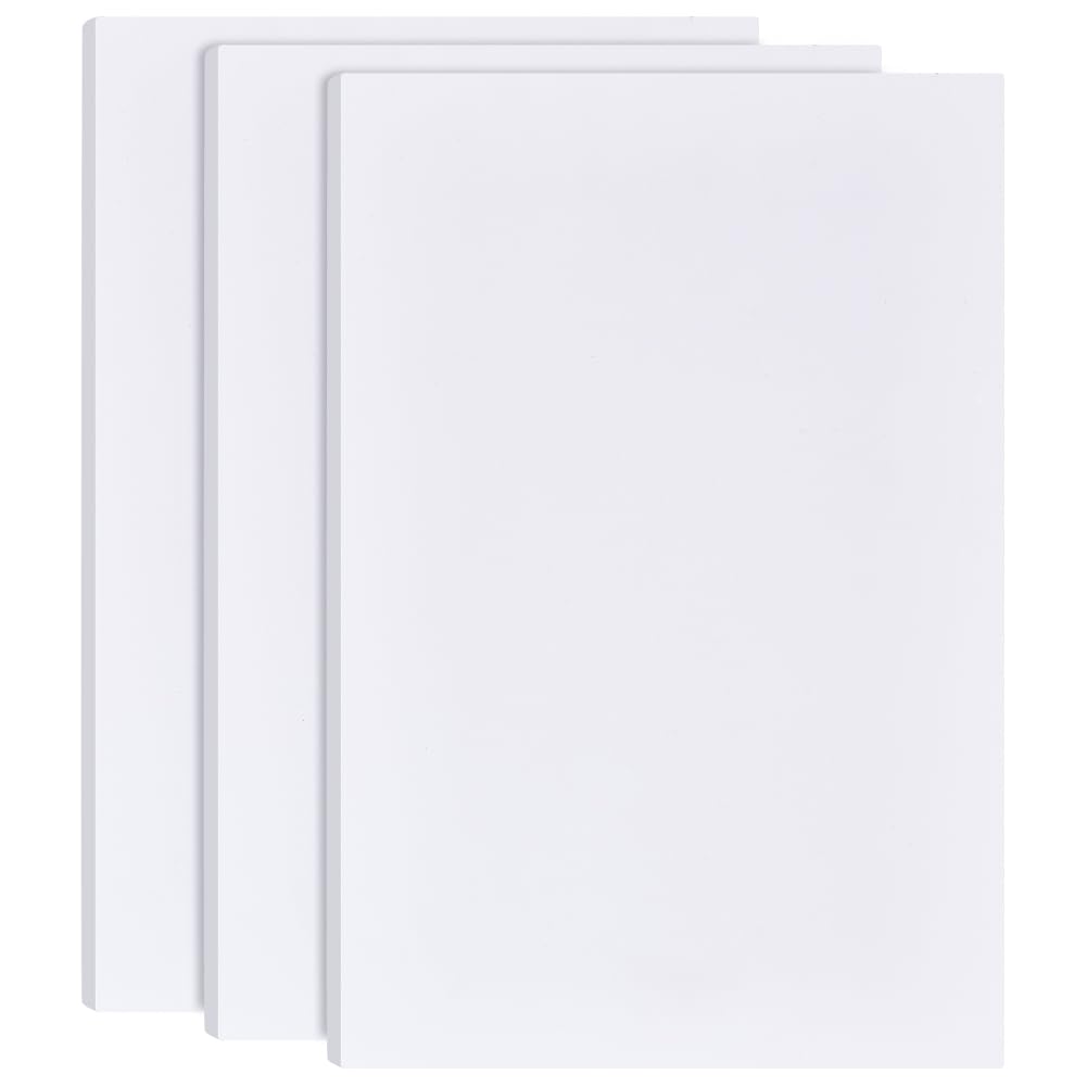 BENECREAT 3Pcs 10mm White Foam Boards, 30x20cm Rectangle PVC Foam Sheet Poster Board for Mounting, Crafts, Art, Display, Presentation and Projects
