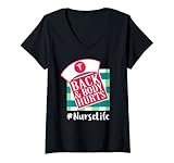 Photo Gallery donna back and body hurts nurse life tee carino parodia blu plaid maglietta con collo a v Photo Gallery donna back and body hurts nurse life tee carino parodia blu plaid maglietta con collo a v