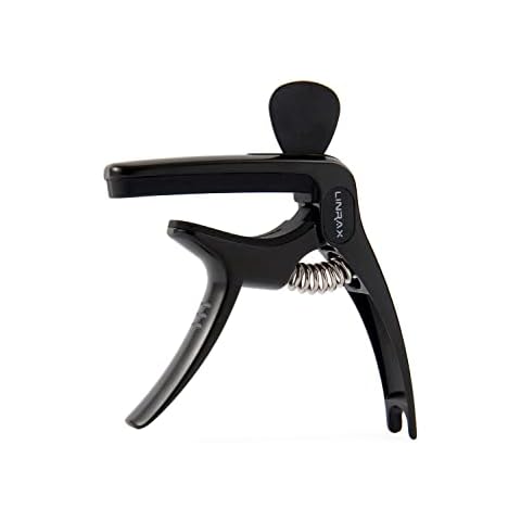 Linrax C1 Guitar Capo, 3 in 1 Zinc Alloy Capo with Pick Holder and Bridge Pin Puller, Capos for Acoustic Guitar Electric Guitar Bass Ukulele Banjo Mandolin, Guitar Accessories, Black Cover