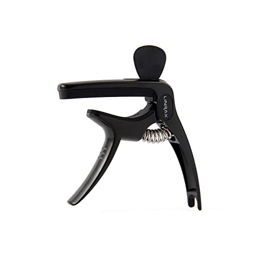 Linrax C1 Cejilla Guitarra Capo 3 en 1 con Soporte para Púas y Puente Pin Puller, Cejillas para Guitarra Acústica Guitarra Eléctrica Bajo Ukelele Banjo Mandolina, Accesorios para Guitarra, Negro
