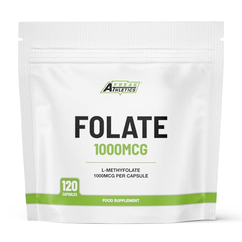 Freak Athletics Folate 1000mcg (L-Methylfolate) 120 Capsules 5-MTHF Active Form of Folic Acid/Vitamin B9 UK Made