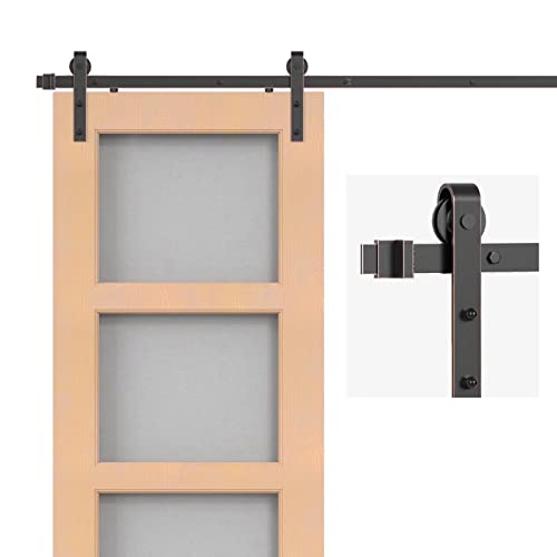 KINMADE ORB Oil Rubbed Bronze Sliding Barn Door Hardware Kit with 8FT Track/Rail Brushed Antique Bronze