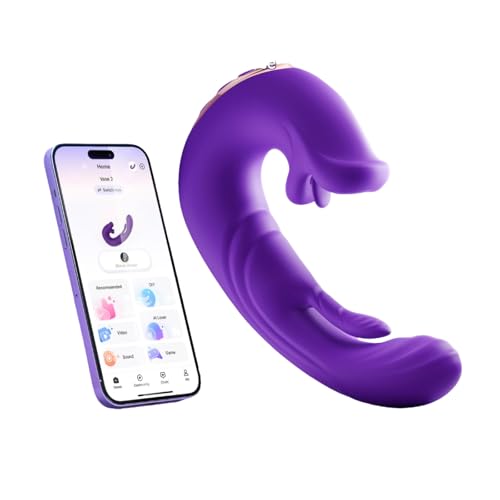 Image of Upgrade Mode Automatic Stroking Machines, Long Distance Vibratoar, Thrusting & Vibrating & Remoter & Heating Mode & App Control X5988V (Purple)