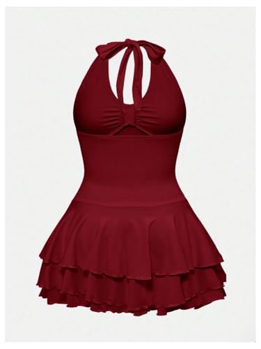 Image of BEAUDRM Women's Y2k Goth Mini Dress Grunge Punk V Neck Tie Back Halter Short Dresses Gothic Halloween Costumes