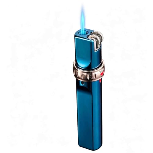 OGQBEAPC Encendedor portátil a Prueba de Viento; Encendedor de butano Recargable de Llama Azul; Set de Regalo de Encendedor portátil Adecuado for Acampar al Aire Libre.(E)