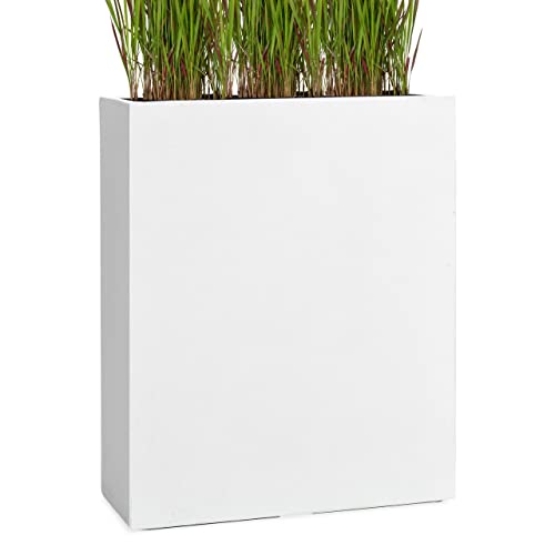 Pflanzwerk® Pflanzkübel Fiberglas Weiss Divider 92x80x30cm *Frostbeständige Blumenkübel* *Deutsche Premiumqualität* *Lotus-Effekt Imprägnierung*