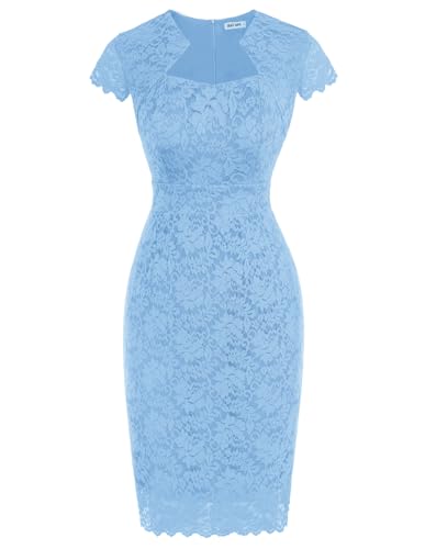 Image of GRACE KARIN Cocktail Dresses for Women Cap Sleeve Lace Dress | Business Casual, Semi Formal Pencil Dress for Wedding Guest, derby, party, banquet, Elegante, Spring Summer, bodycon dress