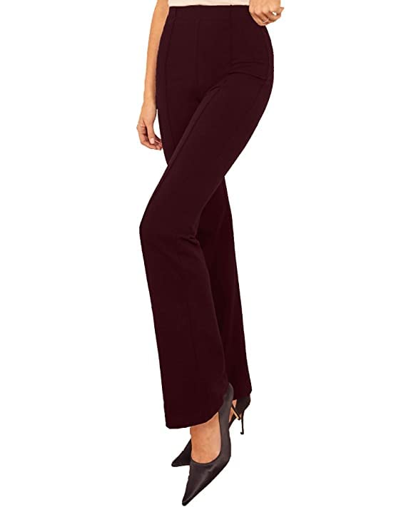 Image of Dream Beauty Fashion Women's High Waist Bell Bottom Trouser, Elastic Flared Bootcut Pants, Stretchy Parallel Leg for Casual Office Work wear