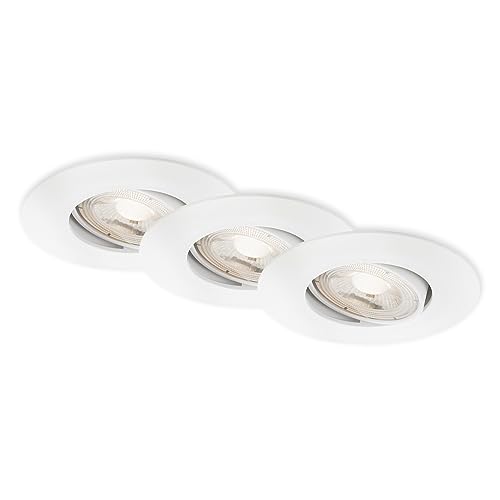 BRILONER - Ensemble de 3 spots encastrés LED 230V, projecteurs LED pour salle de bains IP65, spots de plafond à variation continue, spots de plafond, lampe...