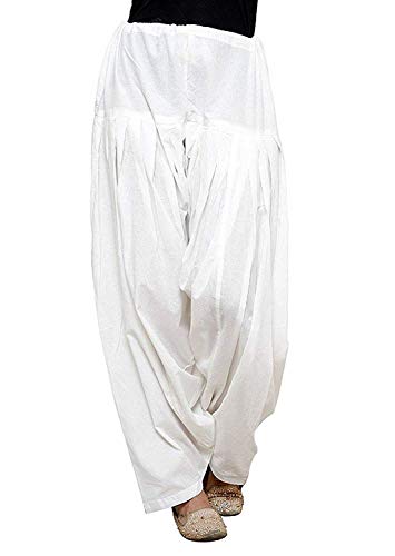 Image of Women's Cotton Traditional Semi Patiala Salwar Combo (AMZN-00131, Black, White, Free Size)