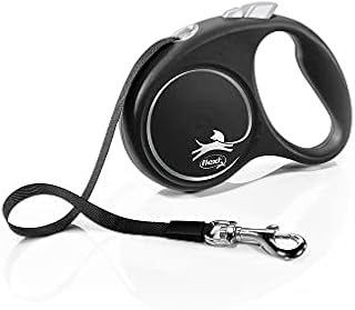 Flexi Black Design Tape Black Small 5m Retractable Dog Leash/Lead for dogs up to 15kgs/33lbs