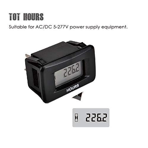 Jayron - Contador digital de horas LCD de 5 V a 277 V CA/CC, para acumular datos, diseño impermeable para jardín, cortacésped, tractor, generador de carritos de golf, coches de club