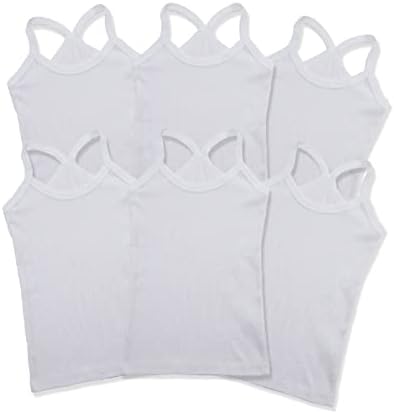 Mocolerno 6-Pack Soft Girls Dance Tank Tops Scoop Neck Undershirts 100% Cotton Cami (2-3T) White