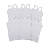 Mocolerno 6-Pack Soft Girls Dance Tank Tops Scoop Neck Undershirts 100% Cotton Cami (2-3T) White