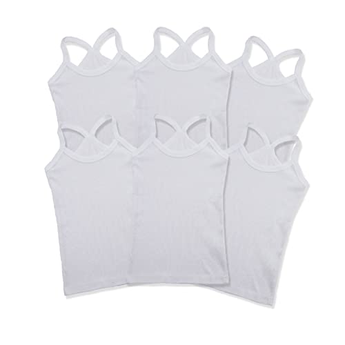 Mocolerno 6-Pack Soft Girls Dance Tank Tops Scoop Neck Undershirts 100% Cotton Cami (2-3T) White #TOP29
