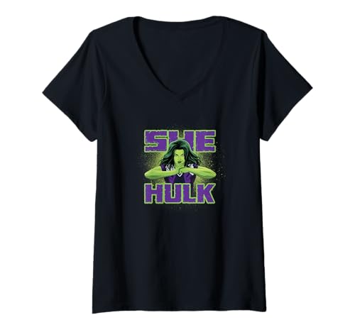 T-shirt She-Hulk col V style casual idéal pour conventions et weekend