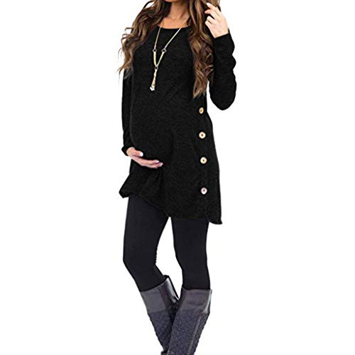 Preisvergleich Produktbild Chejarity Mutterschafts Pullover Oberteile Umstandsmode Breastfeeding Sweatshirt Jumper Schwangerschafts Maternity Langarmshirt Damen Stillen Einfarbig Hoodie Herbst Winter Bluse (S, Schwarz)