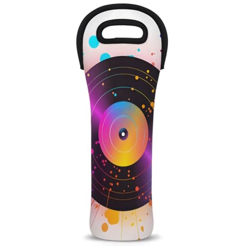 Neoprene Wine Tote Carrier Bag for Wine,Water, Champagne, Beer, Baby Bottles 15.6 x 5.1 Inches, Protective Wine Bag,CD Record