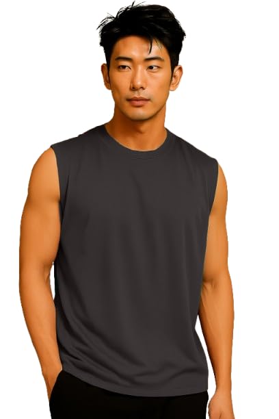 Image of JUGULAR Tank Tops Sleeveless T-Shirt for Men Gym Wear Vest Solid Stylish Round Neck Running for Sports Workout Fitness & Casual or Beach Wear