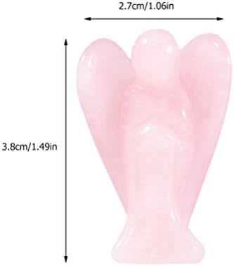 IMIKEYA 1. 5 Inches Rose Quartz Angel Figurine Gemstone Peace Angel Statue Pocket Guardian Rose Quartz Topaz Healing Stone Bautizo Party Favors