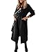 Womens Classic Coat Lapel Collar Open Front Belted Long Jacket
