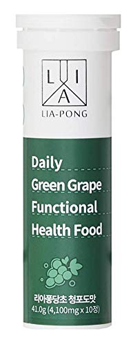 [LIA-PONG] VINEGAR VITAMIN TABLET ( Natural Black Vinegar-Effervescent Tablet ) - DAILY GREEN GRAPE (10 Tablets) -No Added Sugar