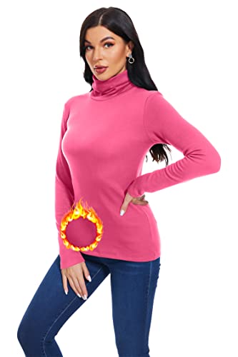 TAIPOVE Women's Fleeced Lined Turtleneck Long Sleeve Mock Turtle Neck Tops Lightweight Sweater Cotton Thermal Underwear Shirt