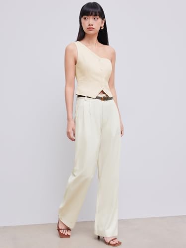 CIDER Solid Linen Blend Belted Wide Leg Pants3