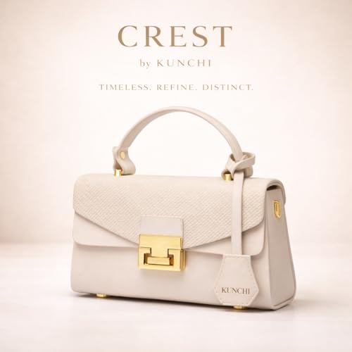 Image of KUNCHI CREST Women's Structured Handbag with Sling Strap | Premium Textured Flap Bag | Elegant Designer Purse for Party, Wedding & Office