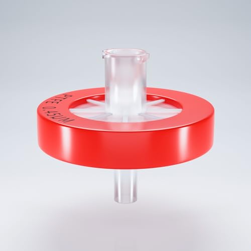 Image of Syringe Filters PTFE Membrane 25mm Diameter 0.22μm Pore Size QuafooLAB Non Sterile Red Pack of 100