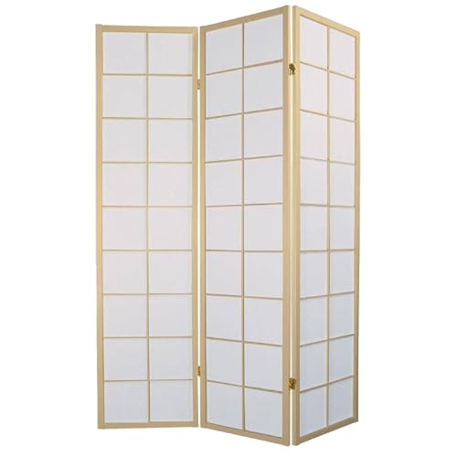 Fine Asianliving Biombo Japonés A135xA180cm 3 Paneles Shoji Papel de Arroz Natural Separador biombo Separador Divisor Habitación Biombos de Dormitorio Diseño Espacios
